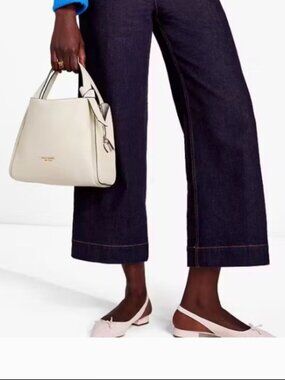 KATE SPADE NEW YORK KNOTT PEBBLED LEATHER MEDIUM CROSSBODY BAG MILK GLASS